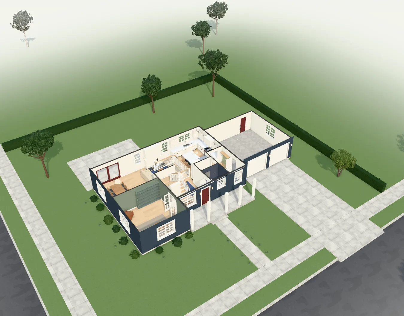 The first floor seen from above with the roof off